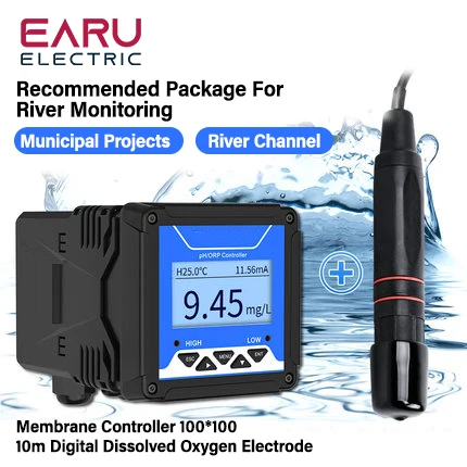 Water Quality Liquid Dissolved Oxygen DO Sensor Controller Transmitter Monitor Tester Aquaculture Sewage Wastewater Treatment