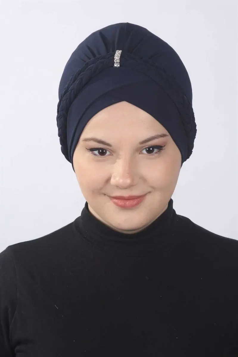 Doppel geflochtene Knochen navy blau