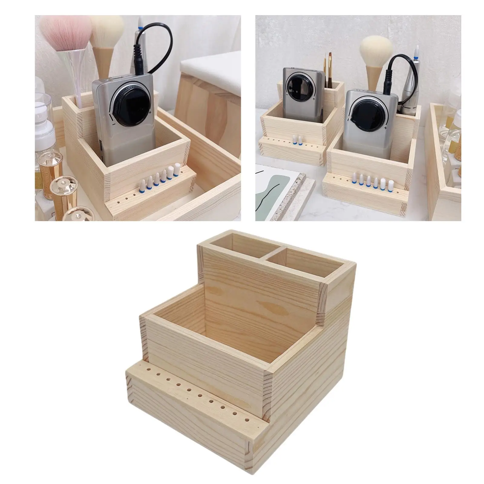 and Bits Holder Stand, 4.5x4.3x3.9inch for Home Nail Practice Lowest Row with 10 Holes Nail Lovers Use Accessory DIY