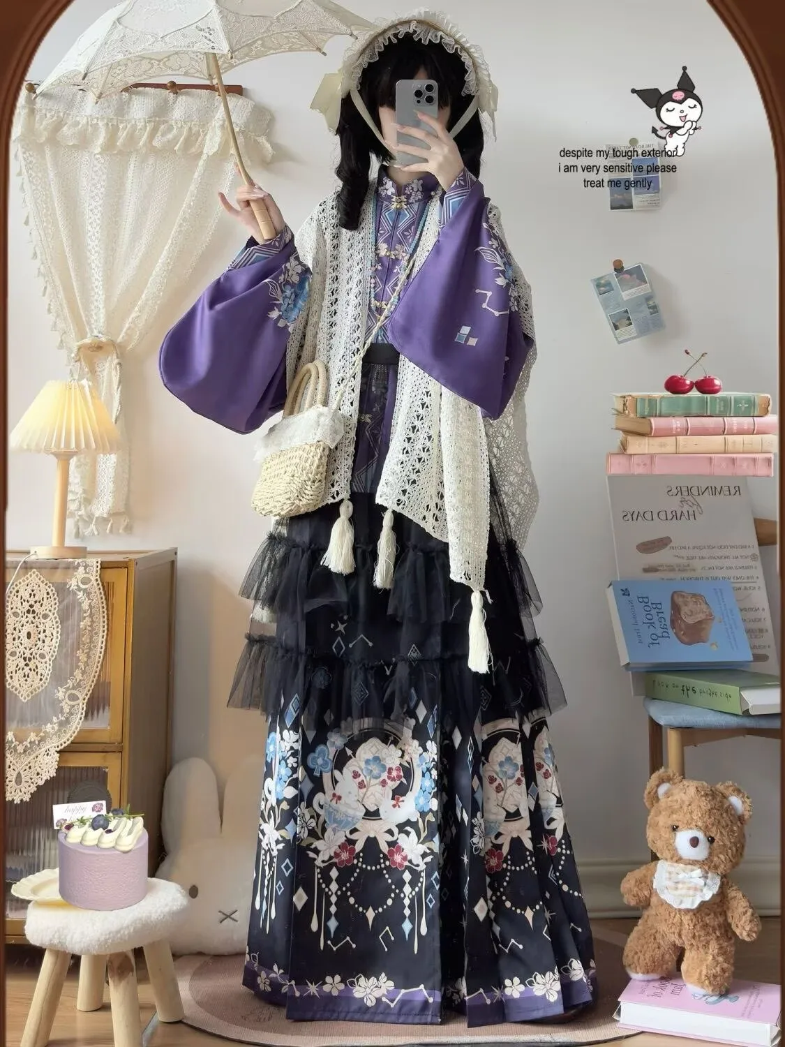 

Платье в стиле сладкой Лолиты, весенний топ + юбка с узором «лошадиная голова» + фартук, комплект из 3 предметов, женское китайское платье в стиле династии Мин, женский костюм для косплея