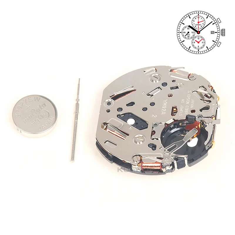 YM92 Movement Japan Epson Ym92a Movement Small Hands At 6.9.12 Analog Quartz 12''' Center Second Chronograph Movement