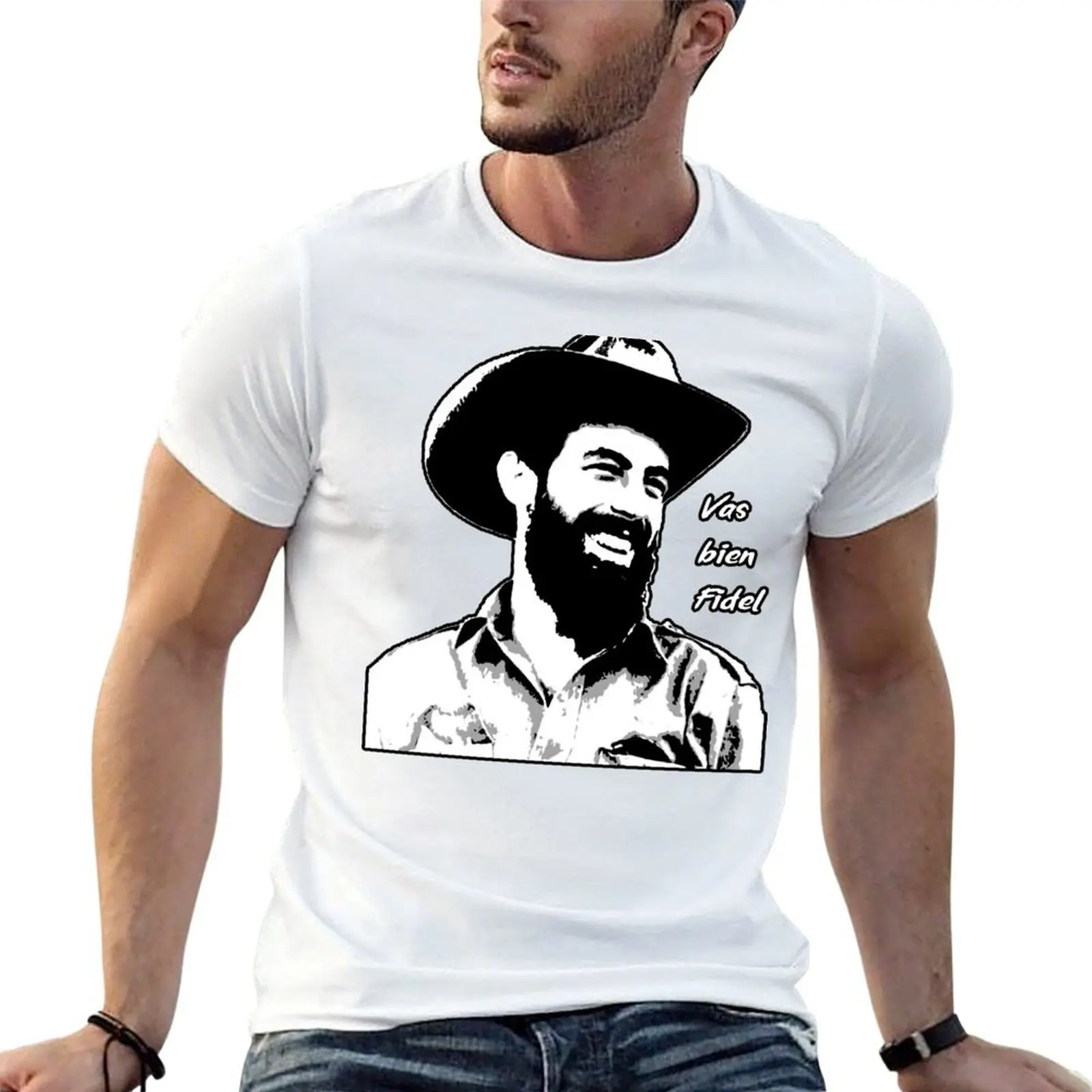 Camiseta Vas Bien, Fidel (Camilo Cienfuegos), camiseta de algodón pesado para hombre, camisetas para hombre