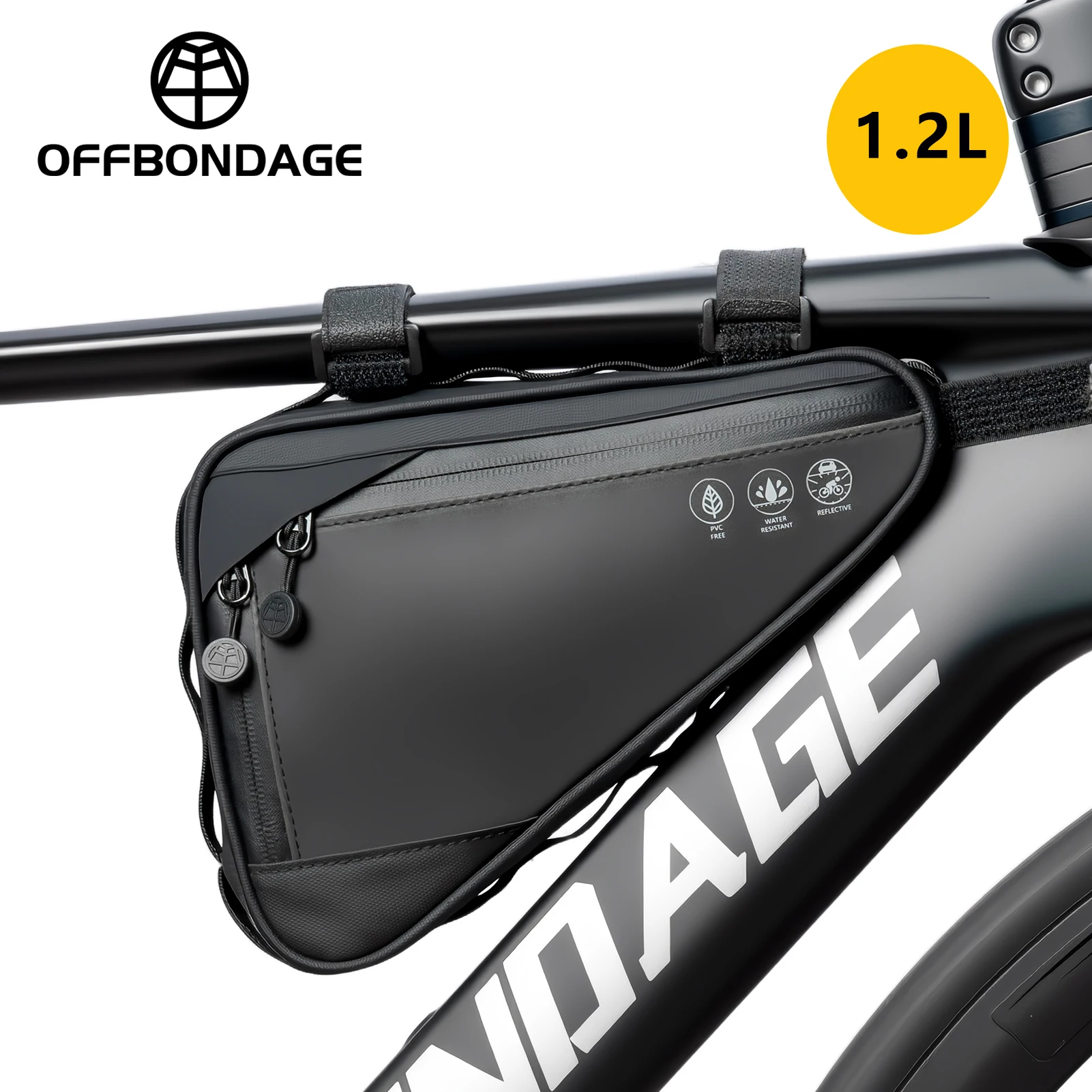 

OFFBONDAGE Bike Triangle Bag 2.1L Bicycle Frame Storage Bag Mtb Road Bike Front Bag Waterproof Cycling Top Tube Bag Reflective