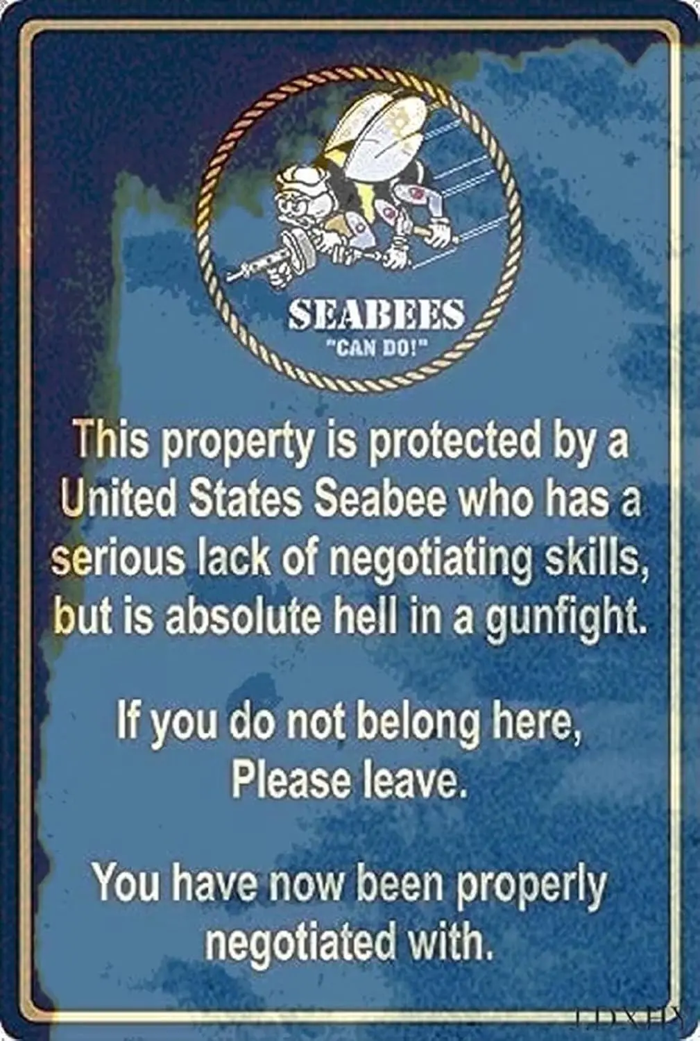 Signs for Home Decor 2 Pack Protected By Seabee U S,tin Retro Sign Vintage Metal Poster Plaque/bar Kitchen Coffee Farmhouse Wall