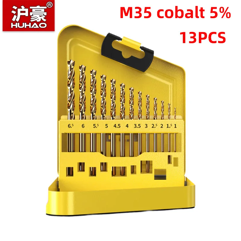 

HUHAO 13 шт. M35 кобальт 5% набор спиральных сверл для сверления стали, ручная дрель высокой твердости, совместимые инструменты для обработки металла, дерева