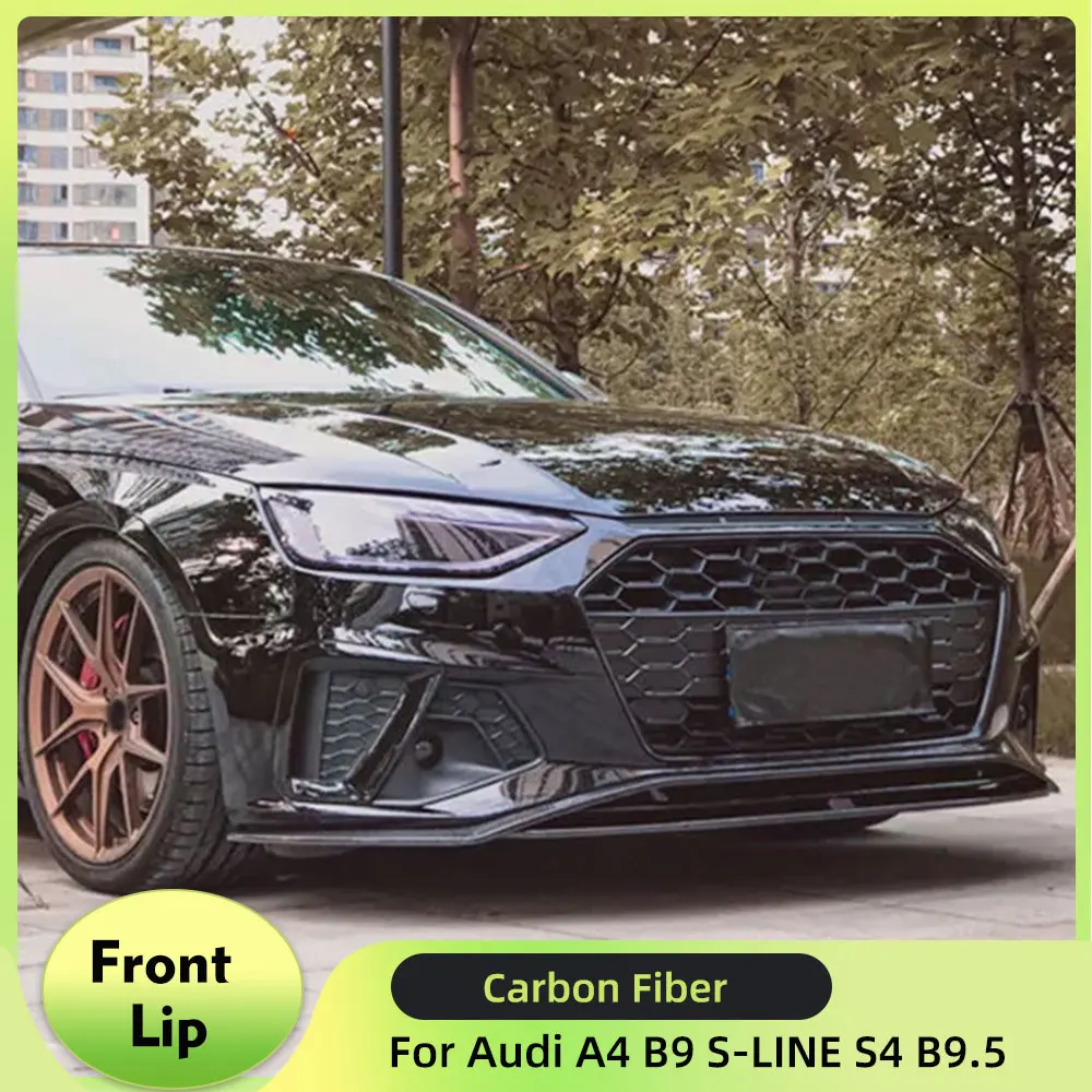 Real Carbon Fiber Car Front Lip Chin Spoiler For Audi A4 B9 S-LINE S4 B9.5 Sedan 2020-2023 Car Front Bumper Splitters Lip