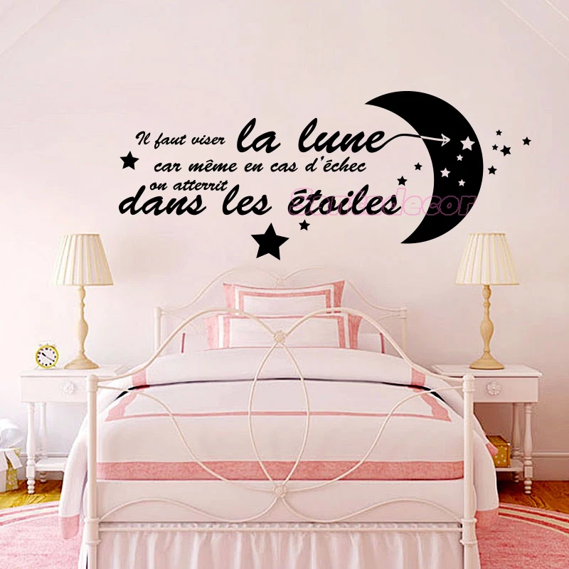 Il Faut Toujours Viser La Lune Wallpaper Sticker Design Nursery Decal Kids Room Art Mural Home Decor Poster House Decoration