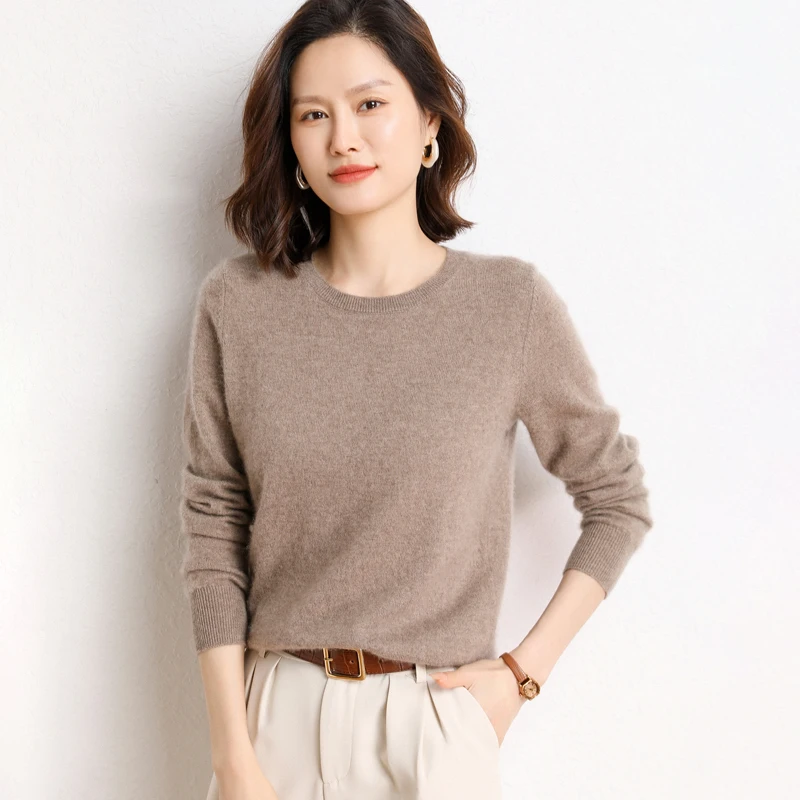 100% カシミヤプルオーバーセーター女性ニットウェア服新コレクション居心地の良い秋冬 O ネックジャンパー女性の基本的なソフトトップス