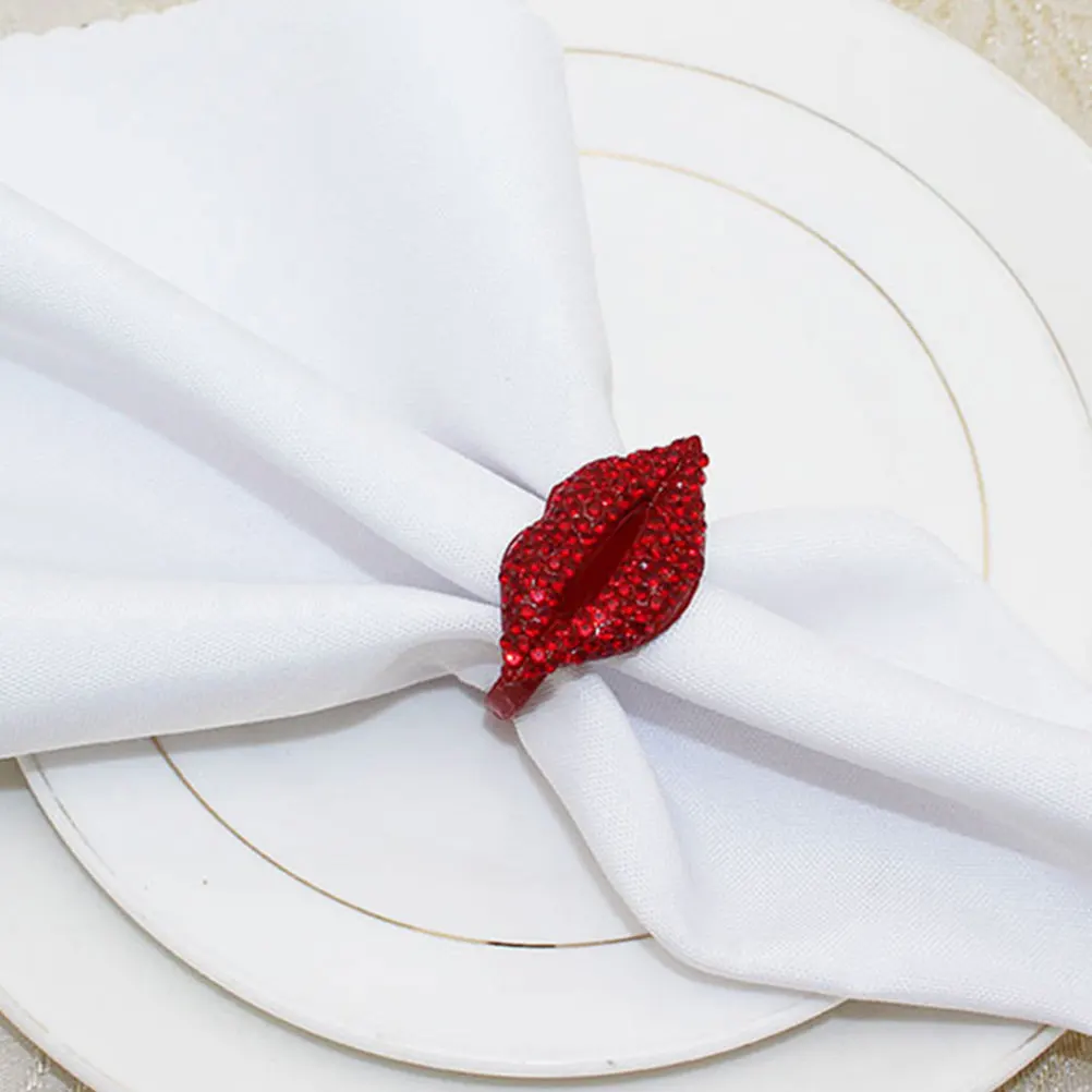 

6pcs Red Napkin Rings Romantic Table Setting Heart Design Romantic Dining Table Decor Valentine Alloy Kitchen Bar Accessories