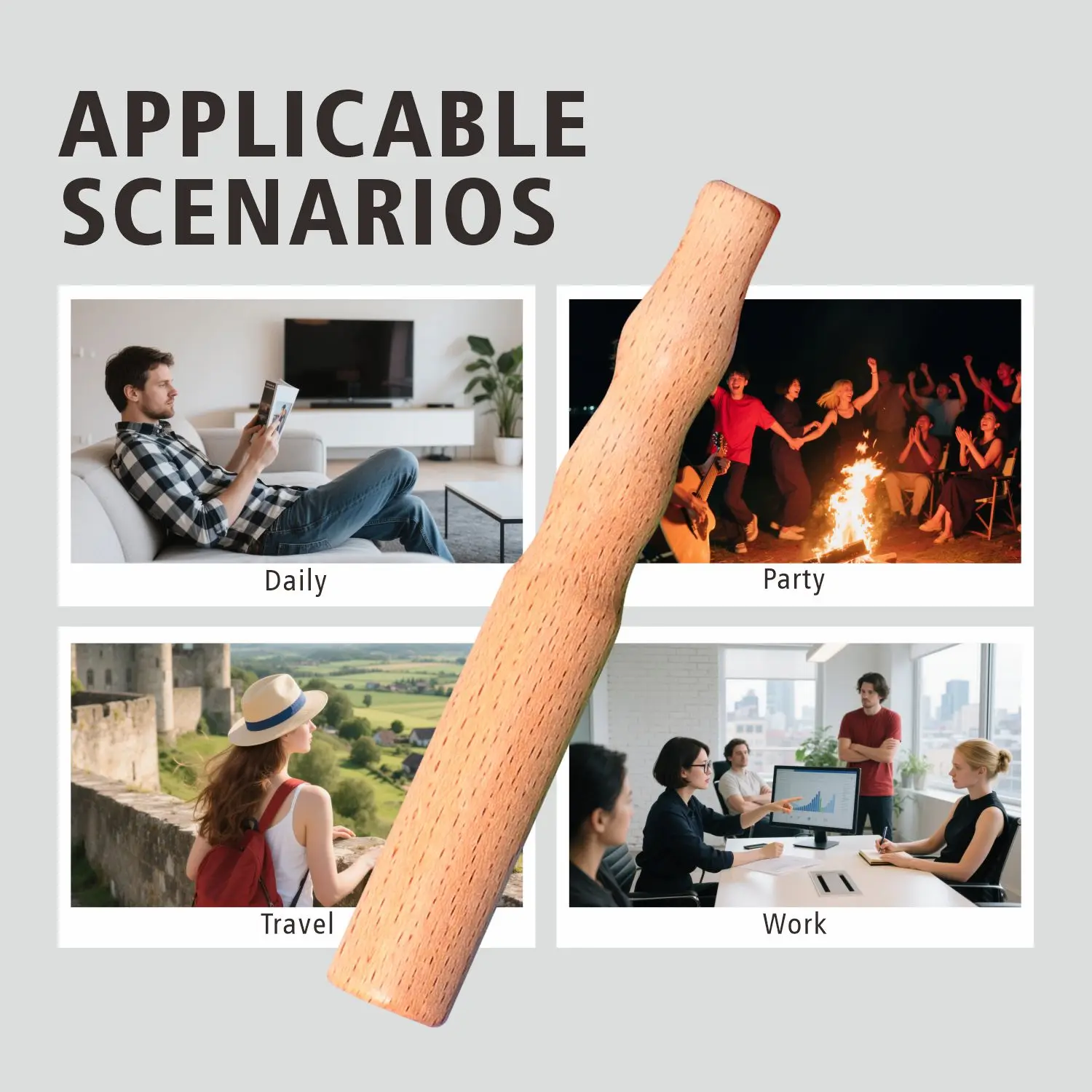Natural Wood Quit Smoking Stick Chemical-Free Air Inhaler with Refillable Flavor Cores Aromatherapy Mouthpiece Help Stop Smoking