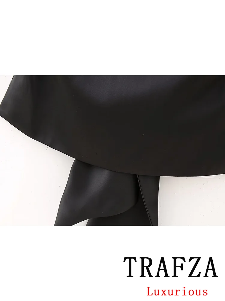TRAFZA Vintage Sexy Chic Casual donna top Solid Bow Backless gilet senza maniche moda 2024 primavera estate dolcevita top