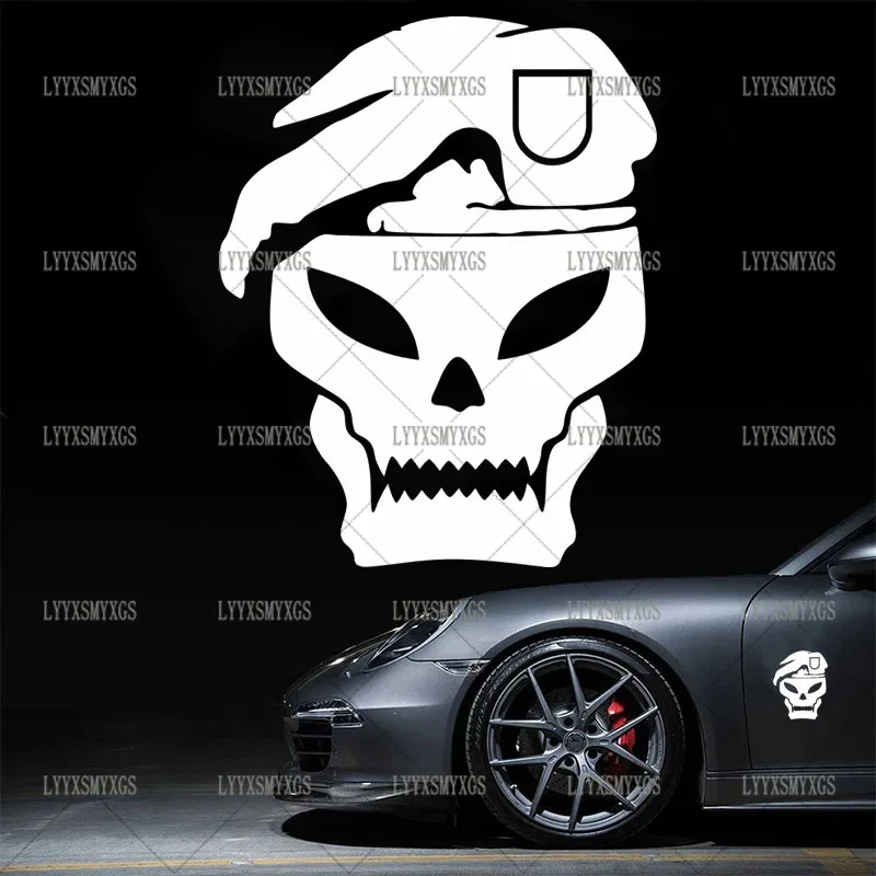 

Self-Adhesive Custom Creative Beret Soldier Skull Car Stickers Waterproof Sunscreen Vinyl Decal PVC wholesale Car Accessories