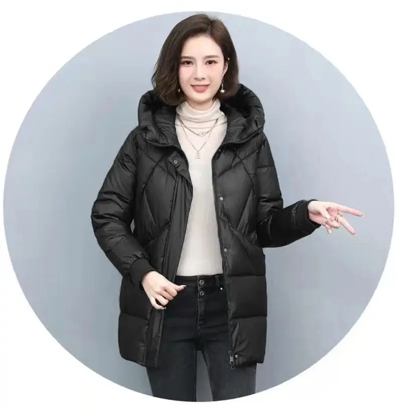 Down Cotton-Padded Jacket Women's Overcoat Winter 2026 New Thick Warm Parker Coat Fashion Loose Hooded Medium Long Cotton Jacket