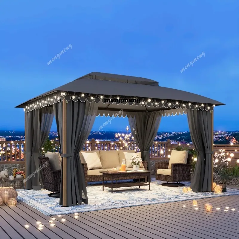

Outdoor Gazebo with Double Roofs, Sturdy Metal Frame Patio Soft Top Gazebo, Patio Canopy with Privacy, Customized