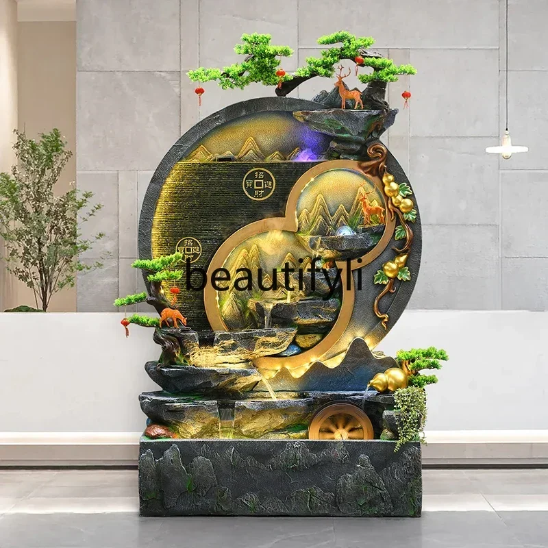 183ff كبير من الأرض إلى السقف الجنينة نافورة الماء المتدفقة زخرفة غرفة المعيشة ديكور جبال الألب ميزة المياه المتداولة