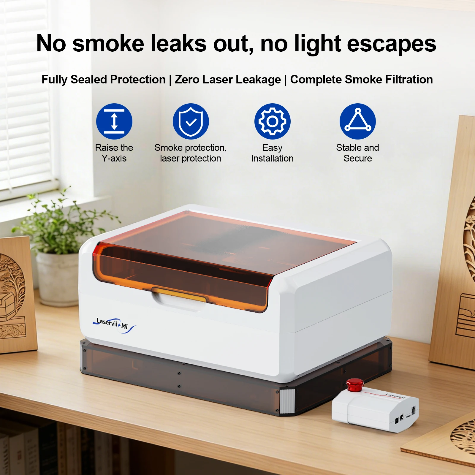 Laservii M1s Laser Engraving Machine Height-Adjustable Kit For Cups/Cylinders Y-Axis Height Adjustable Smoke Prevention