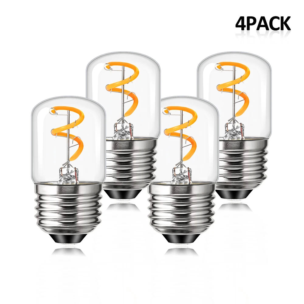 Ampoules LED décoratives vintage Edison, remplacement de bougie de lustre, ampoule à filament LED en spirale à intensité variable, 1.5W, T28, 4 pièces