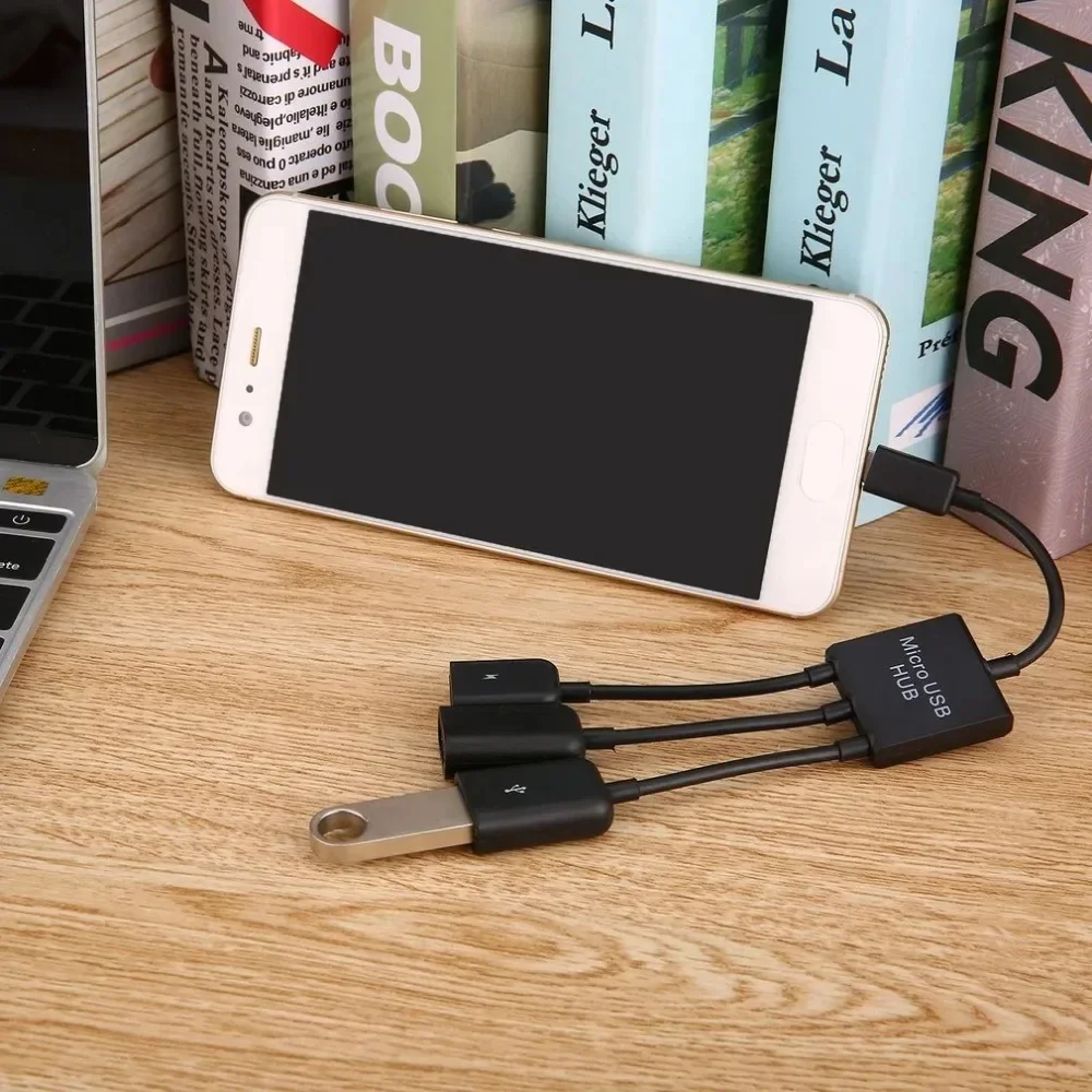 3 في 1 مايكرو USB نوع C HUB ذكر إلى أنثى مزدوج USB 2.0 المضيف OTG كابل محول للهواتف الذكية الكمبيوتر اللوحي 3 ميناء