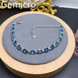 925 Sterling Silver Natural London Topaz Women's Bracelet Simple Design Gift for Mother Wedding Rings Jewelery Luxury Jewelry