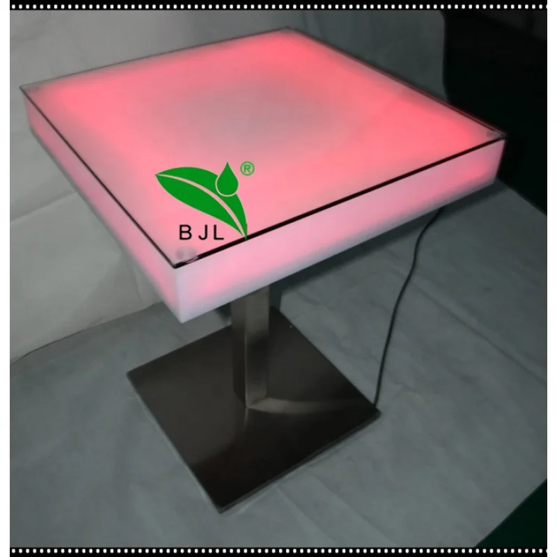 Customized. restaurant furniture led glowing square dinning table