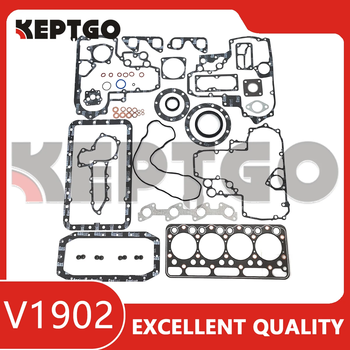 V1902 Full Gasket Kit Set With Head Gasket For Kubota Bobcat Skid Loader and Tractor V1902 07916-24305, 07916-29615, 15808-03310