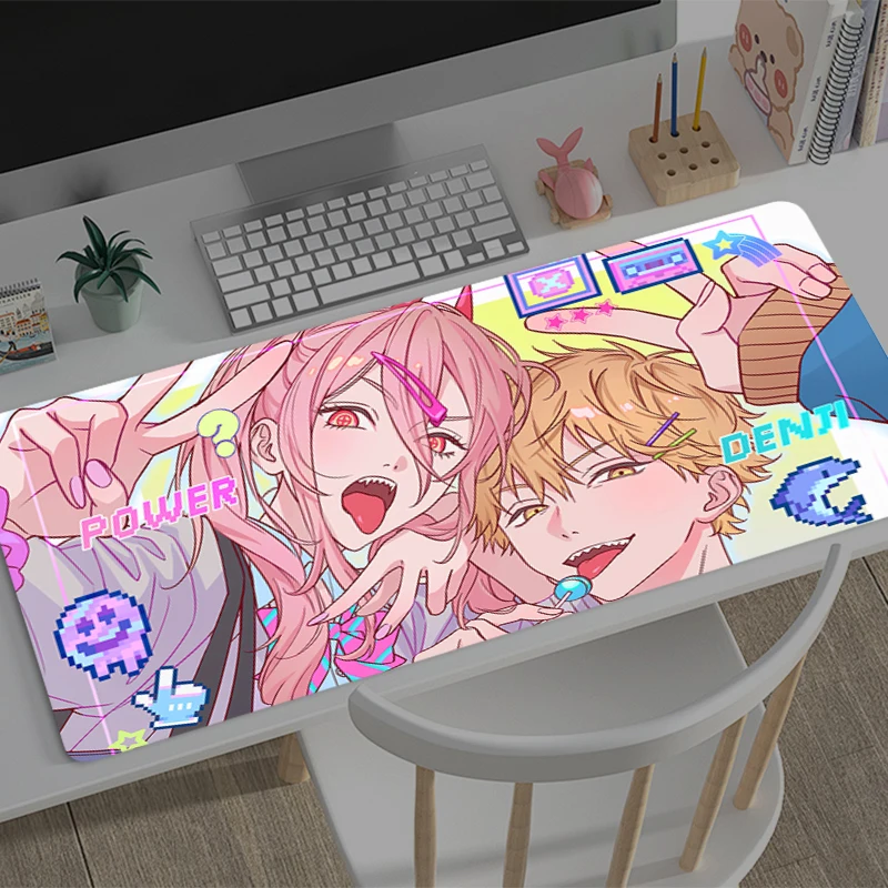 

Gaming Mouse Pad Chainsaw Man Power Accessories Office Gamer Keyboard Desk Mat Non-Slip Laptop ground mat big PC Anime Mousepad
