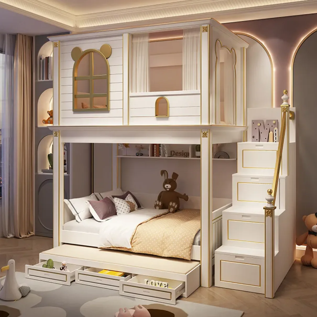 #Modern Minimalist Eco-Friendly Bunk Bed Comfortable Design For Multiple Sleeping Arrangements Bedroom Living Room For Children