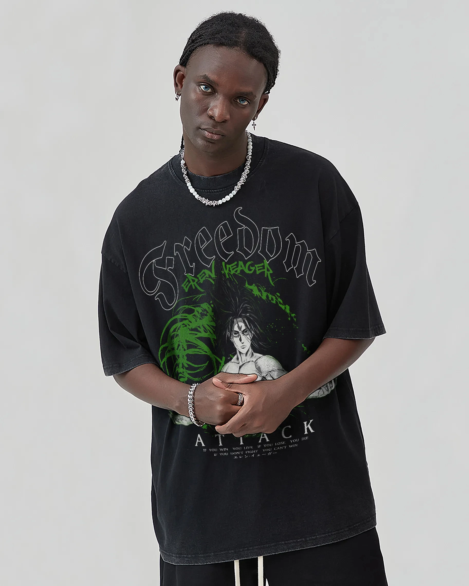 

Yu Yu Hakusho Freedom Attack Lazy Gun Аниме Негабаритная хлопковая футболка для мужчин 2025 Лето Уличный стиль с графическим принтом Черный