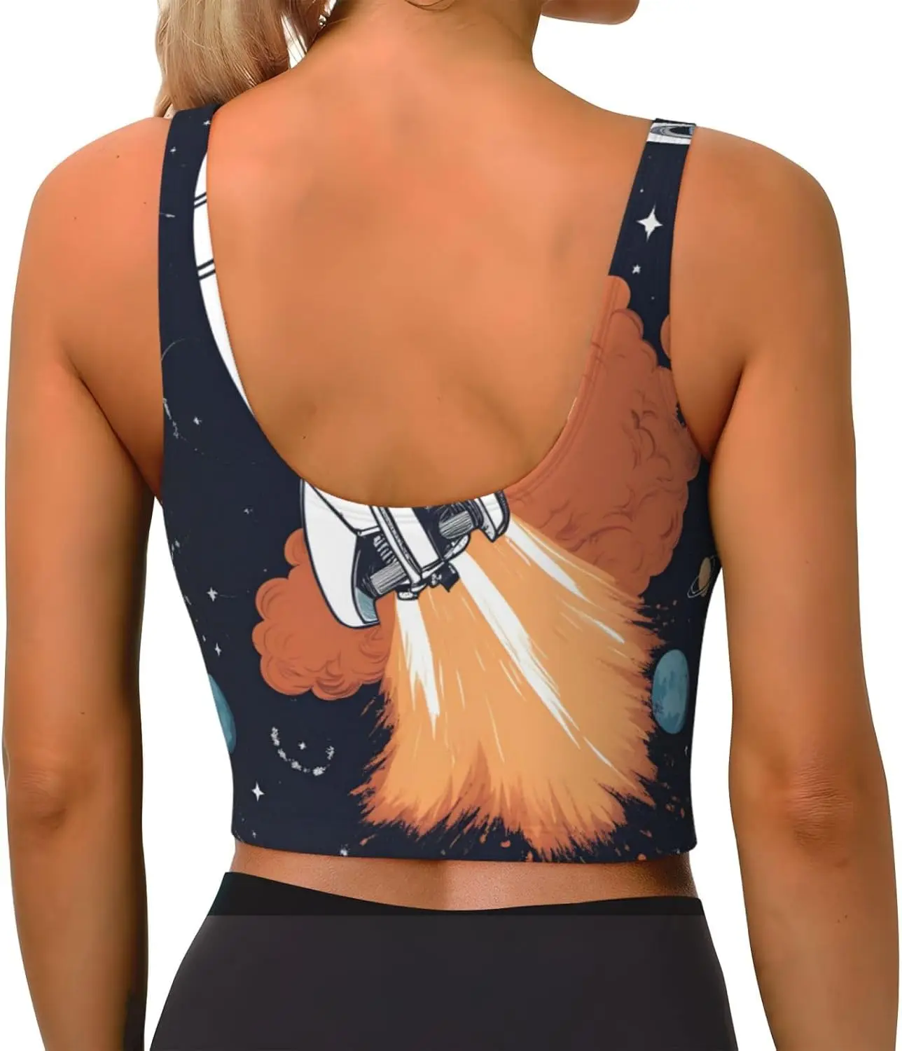 Gilet de sport décontracté imprimé fusée dans l'espace pour femmes, gilet de Yoga, tendance, léger, confortable pour saisons