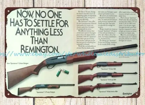 1985 Remington Sportsman Shotgun Rifle gun firearm hunting metal tin sign