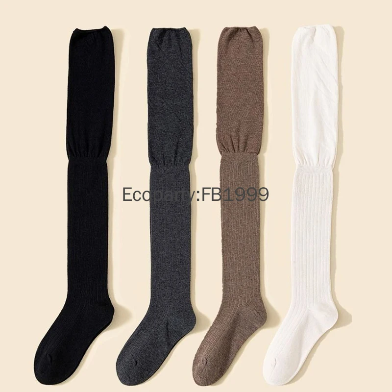 Mode kniekousen dunne lange gestapelde sokken dames hoge effen kleur patchwork sokken hoge elasticiteit kousen gestapelde sok