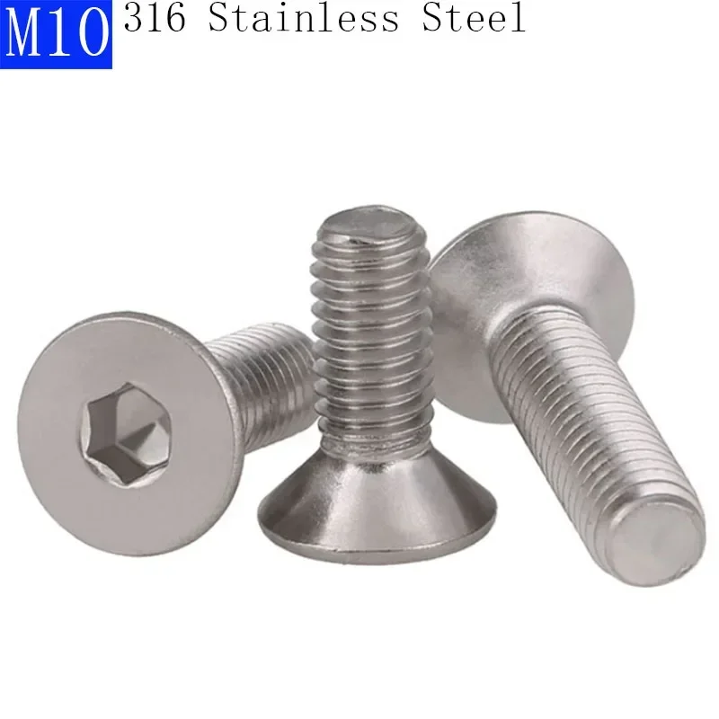 M10 - 1.5 316 Stainless Steel A4 - 70 Countersunk Flat Head Socket Caps Hex Screws Bolts DIN 7991