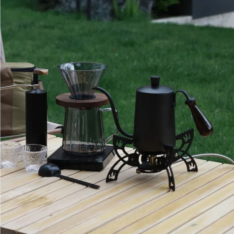 Premium All-Metal Camping Coffee Kit- French Press & Moka Pot with Hand Grinder & Heat-Resistant Case