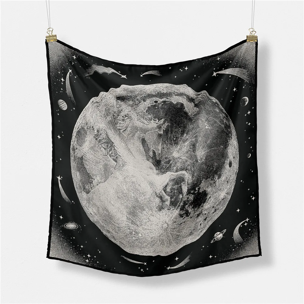 

Spring Thin Versatile Women's Floral Print Decorative Small Square Silk Scarf Versatile Lightweight Shawl for All Seasons