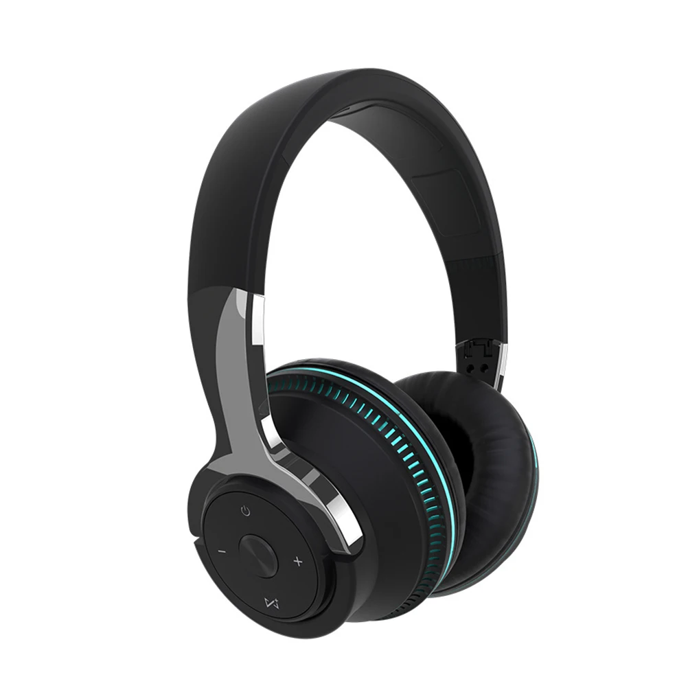 Auriculares inalámbricos con auriculares, montés en la cabeza, plegables, ergonómicos, unidad de bobina de 40mm, luz de respiración de Color negro de baja frecuencia
