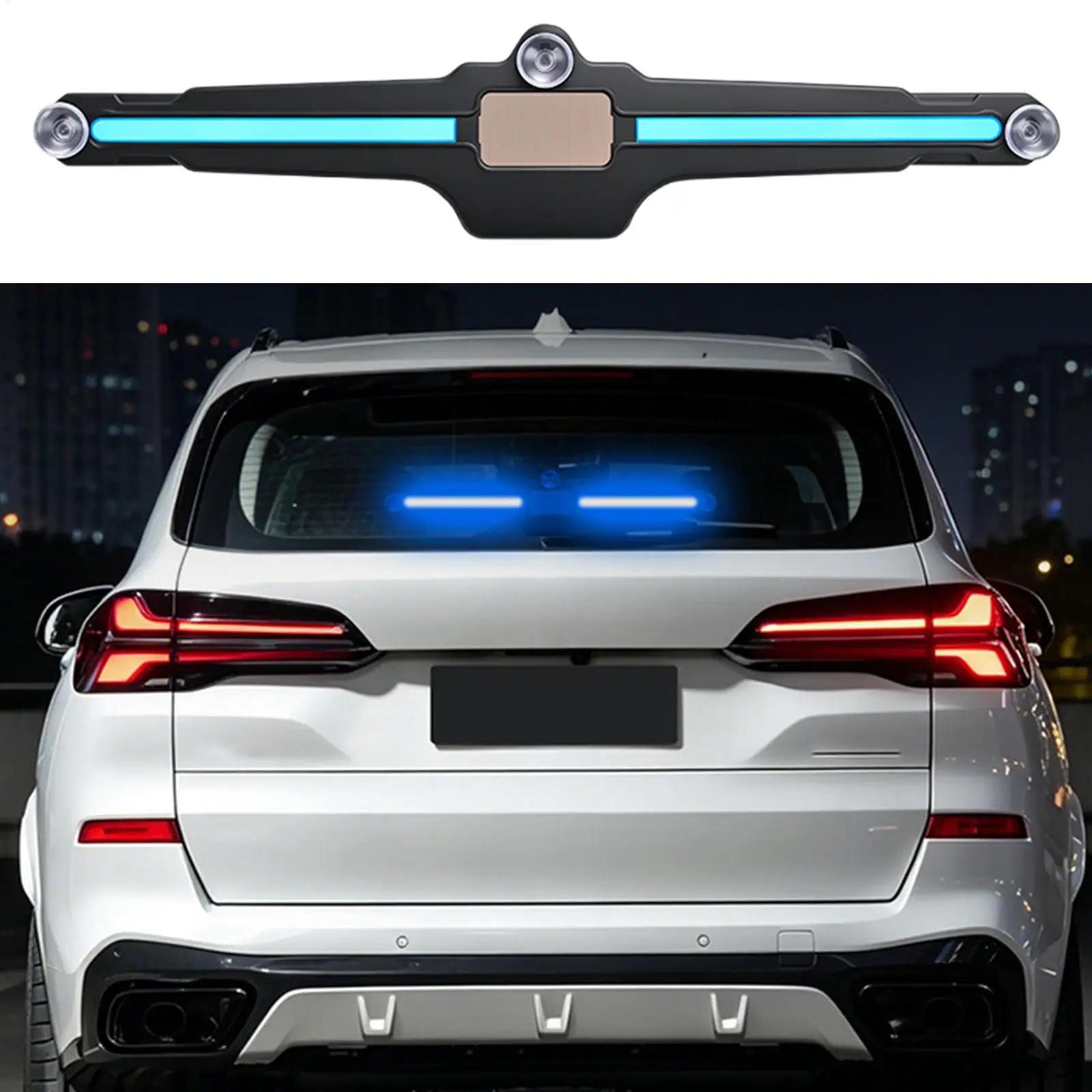Solar Powered Car LED Warning Light Suction Cup Mount No Wiring Auto Rear Windshield Strobe Flash Safety Decorative Ambient Lamp