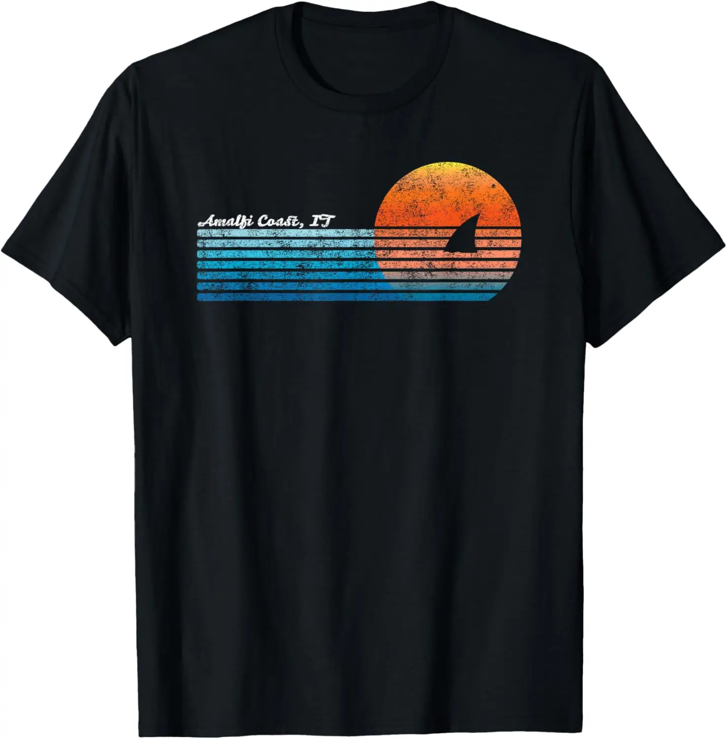 

Vintage Amalfi Coast Retro 80s Shark Fin Sunset T-Shirt