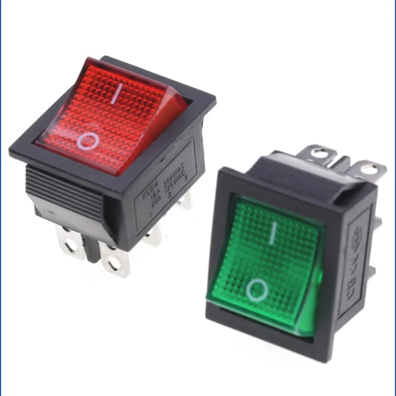 5/20/100PCS KCD4 4 Pins/6Pins With Light Rocker Switch ON-OFF 2 Position  Electrical equipment Power Switch 16A250VAC/20A125VAC
