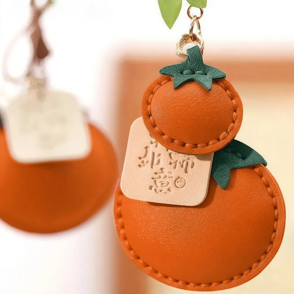 

Creative Soft Persimmon Keychain Cute Funny Design Leather Bag Pendant Cartoon Fruit Backpack Pendant Creative Key Ring Gift