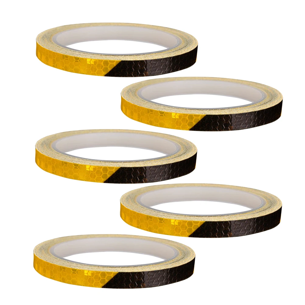 

5pcs Wheel Reflective Stickers Safety Tape Durable Waterproof Bright Decoration For Cycling Scooter Black Orange Car Interior