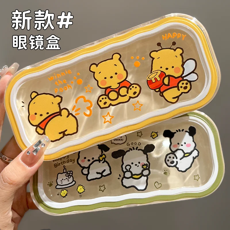 New Winnie the Pooh Glasses Case Cute Storage Box Anime Kawaii Cartoon Transparent Sunglasses Protective Case Gifts for Girl