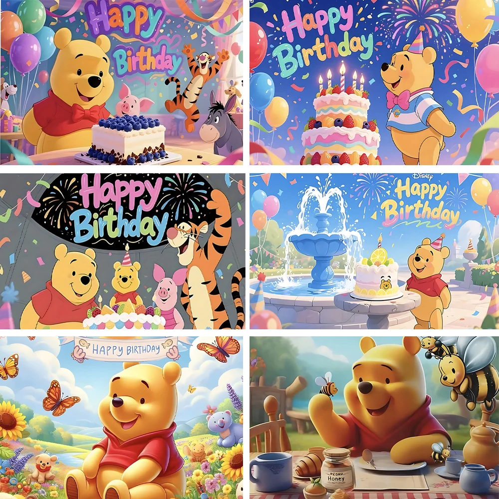 

Disney Winnie The Pooh Birthday Party Supplies Backdrop Decoration Photography Background Baby Shower Banner Photo Studio Gifts