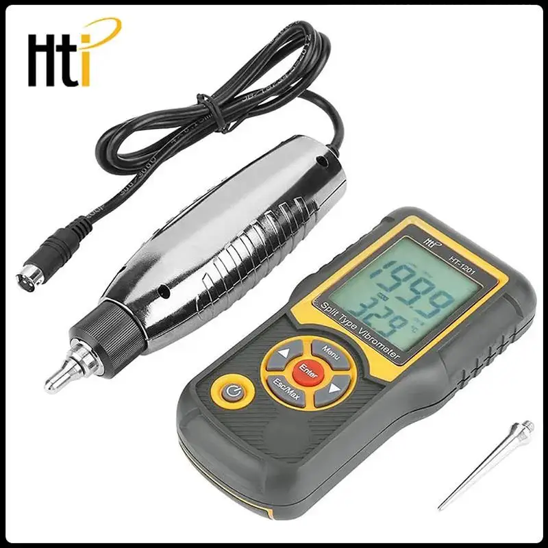 HTI HT-1201 Portable LCD Vibration Analyzer Tester Meter Vibrometer Gauge 0.1-199.9m/s Digital Split Type Vibrometer