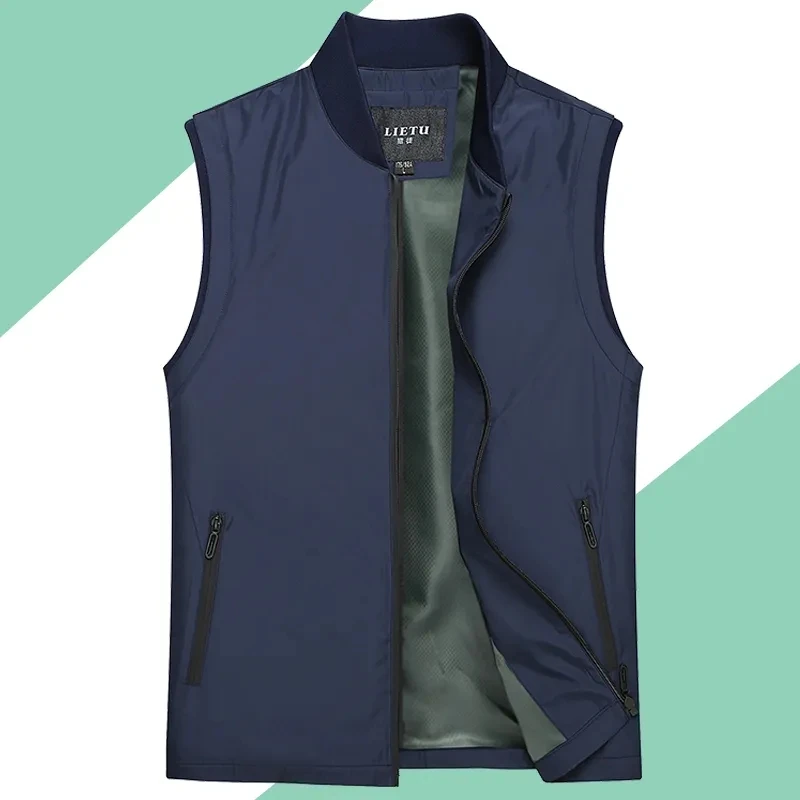 Men Vest Jacket Fashion Casual Sleeveless Stand Collar Waistcoat Spring Autumn High Quality Zipper Pocket Solid Gilet Homme