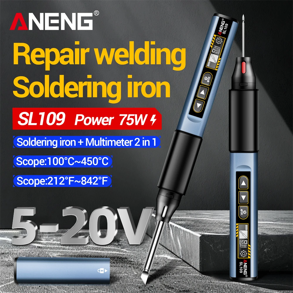 

ANENG SL109 75 Вт электрические паяльники регулируемый комплект температура сварочная паяльная станция термокарандаш инструменты для ремонта наконечников