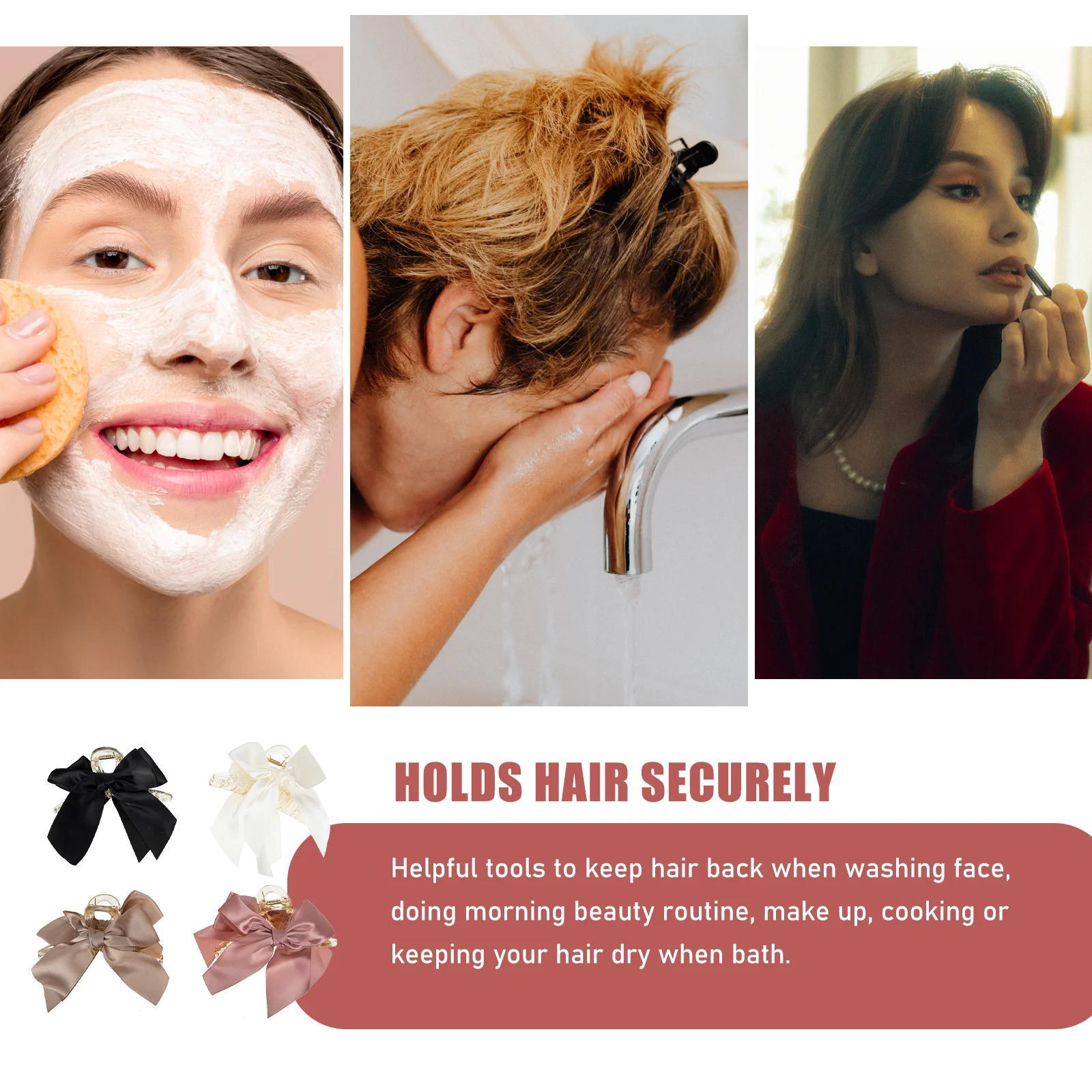 

4pcs White Bow Clip Hair Accessories Creative Butterfly Knot Clamp Lovely Tying Tool for Women Girls Styling Aid Keeping Hair