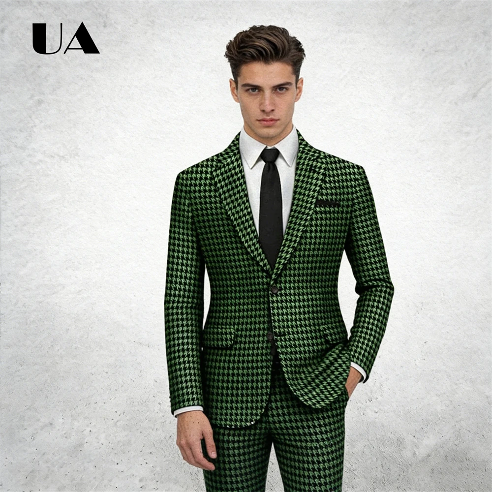 

Мужской клетчатый костюм из двух предметов, облегающий костюм на одной пуговице, комплект брюк, мужской деловой костюм XS-4XL, мужская мода