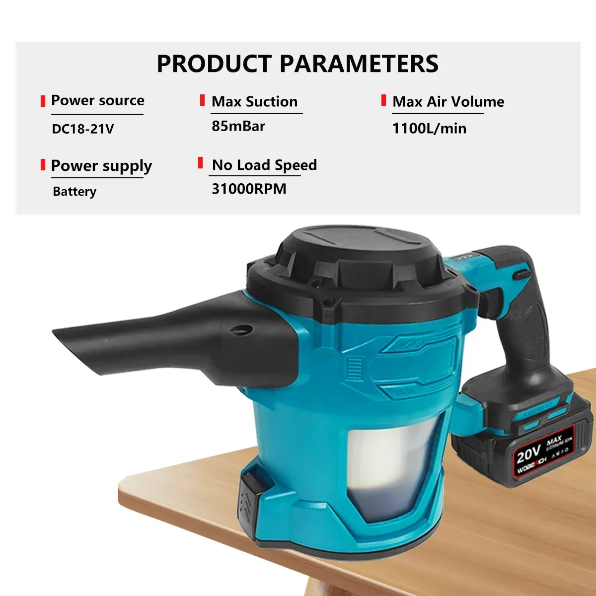 مكنسة كهربائية لاسلكية قابلة لإعادة الشحن 18 فولت، محمولة باليد، سجادة أرضية، ماكينة تنظيف شعر الحيوانات الأليفة لبطارية 18 فولت #3