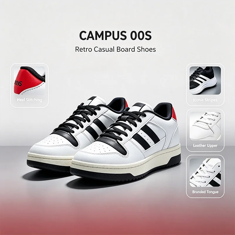Authentic Adidas BREAK START KK1283 Men's Women's Low-Top Retro Cushioned Sneakers Leather Three‑Stripes Skate Sneakers