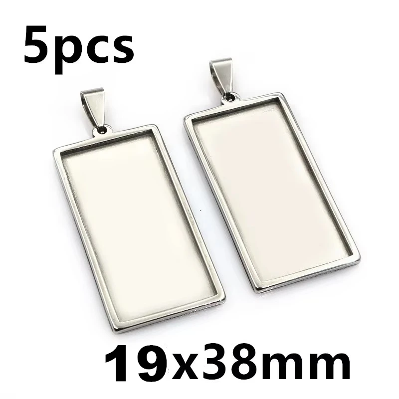 5-10pcs Rectangle Pendant Cabochon Base Blank Setting Tray for DIY Jewellery
